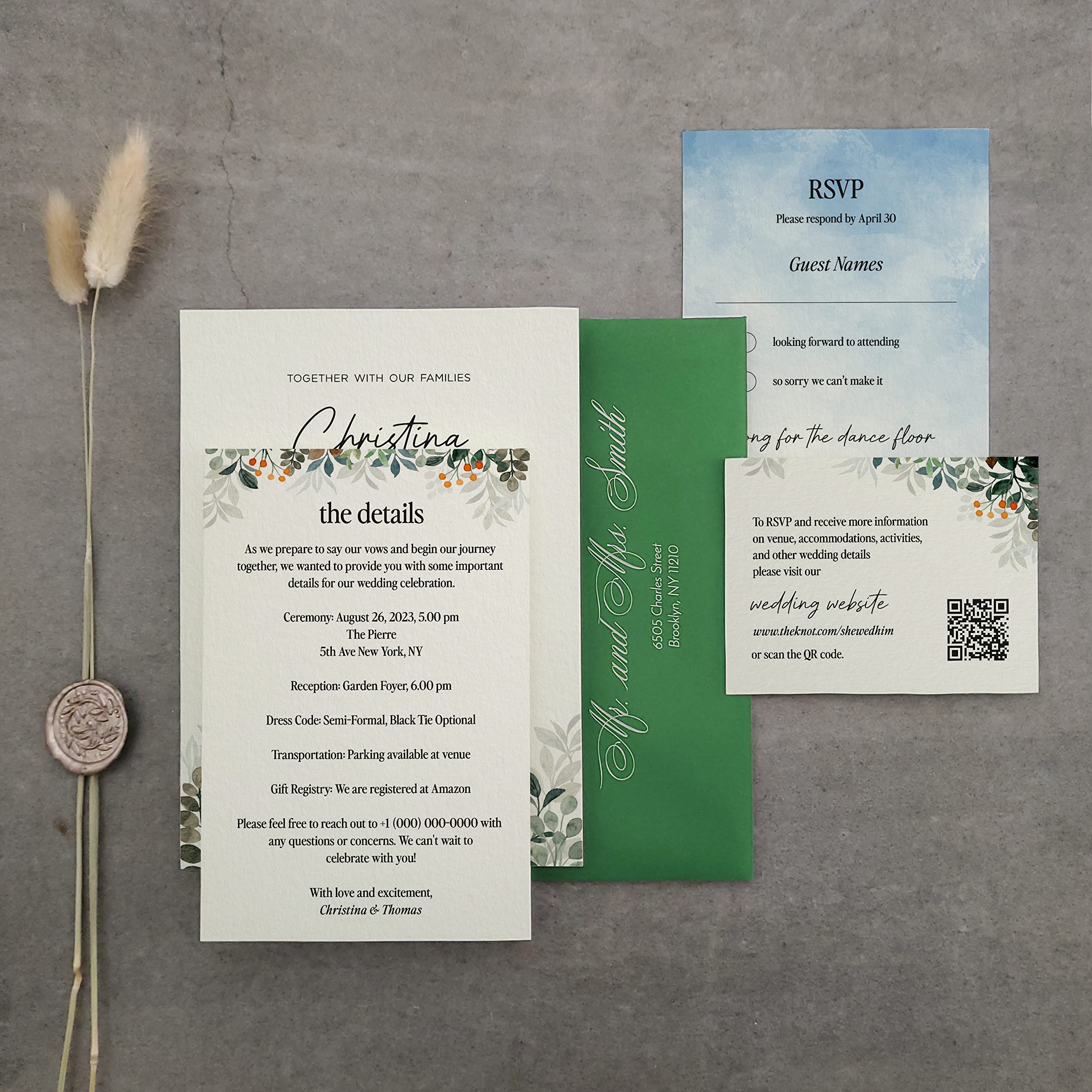 Amazon.com: XOXOKristen Wedding RSVP Cards with Envelopes, 4x6